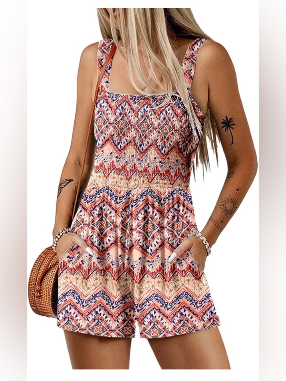 🆕Floral Smocked Romper - White Multi
